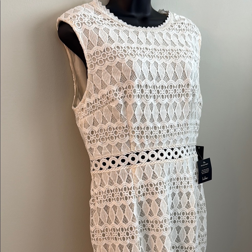 Lulus Kenna White Lace Fringe Midi Dress - Size XL NWT - Picture 10 of 16